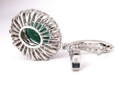 8.35ct Natural Oval Emeralds Diamond Dangle Earrings 18kt Halo Cluster 12643 *v