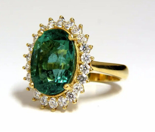 GIA Certified 8.60ct natural green emerald diamonds ring 18kt "F1" Halo Prime *v