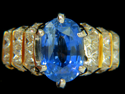 GIA 8.89CT NATURAL FINE SAPPHIRE DIAMOND RING CORNFLOWER CLASSIC 14KT *v