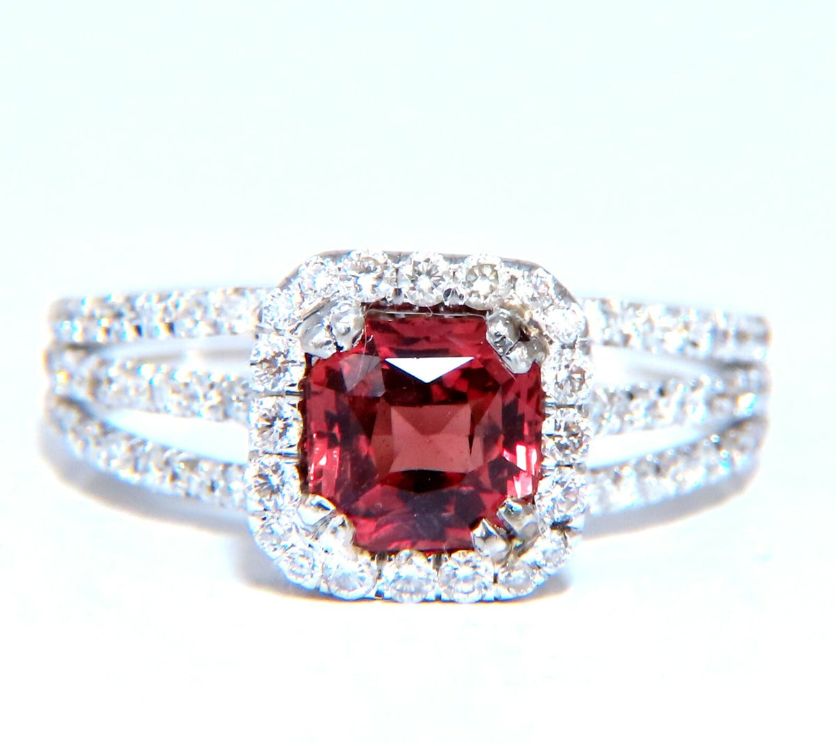 GIA Certified 1.21ct Natural Red Orange No Heat Sapphire Diamonds Ring 18kt *v