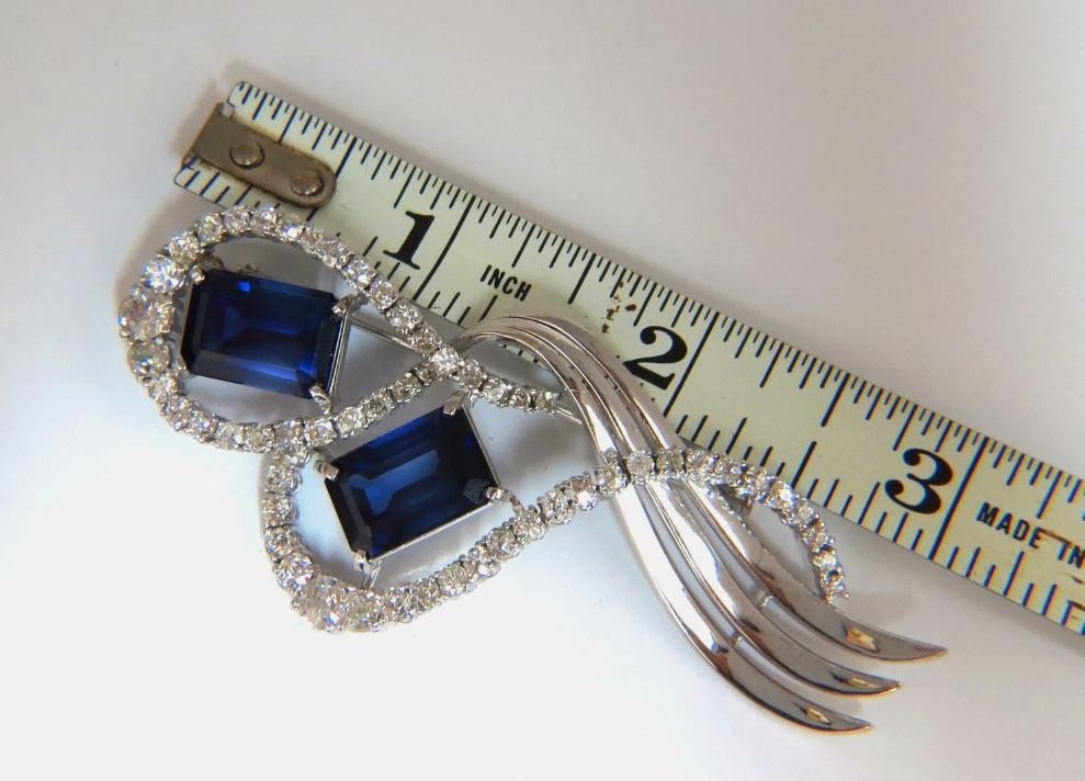 25ct Royal Blue Lab Sapphire & Natural Diamonds Brooch pin Platinum 12237 *v