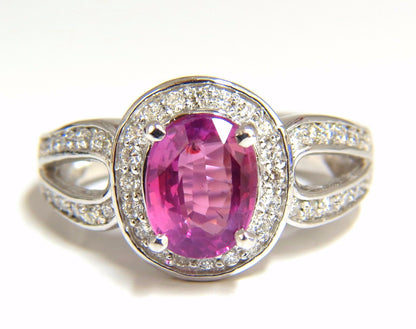 1.98ct natural vivid pink sapphire diamonds ring 18kt split shank mod *v