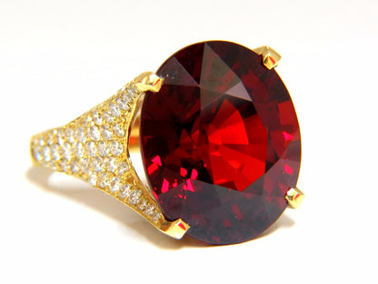 26.31ct GIA NATURAL RED SPESSARTITE GARNET DIAMONDS RAISED RING 18KT *v