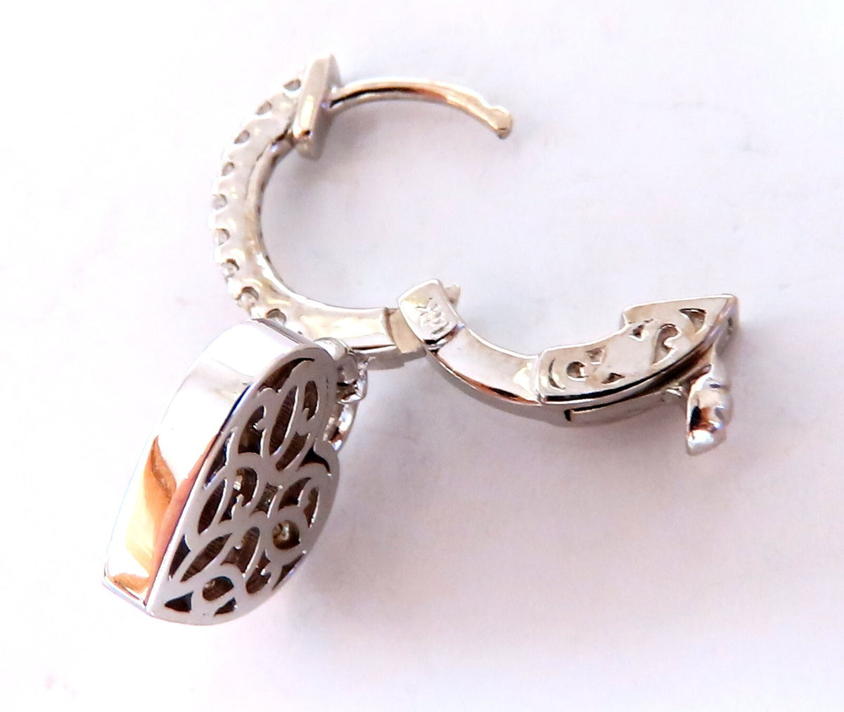 1ct Natural Diamond Heart Key Earrings 14kt *v