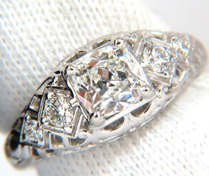 GIA 1.04ct. Cushion Brilliant natural diamond ring G/ Si-1 Deco 14kt gold *v