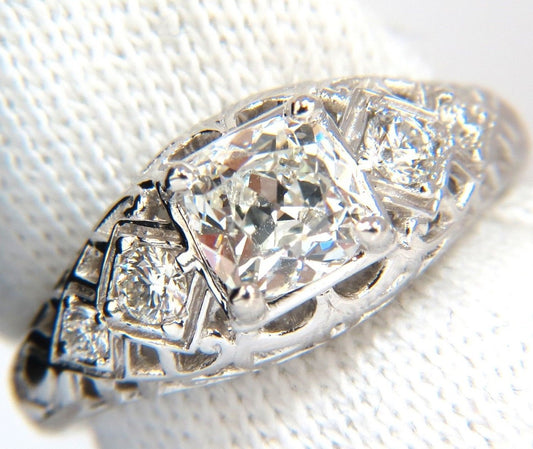 GIA 1.04ct. Cushion Brilliant natural diamond ring G/ Si-1 Deco 14kt gold *v