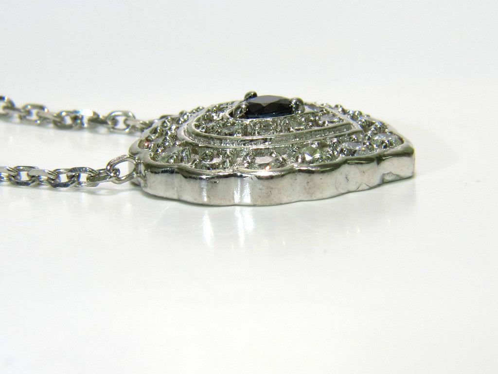 1.25CT NATURAL SAPPHIRE DIAMOND CLUSTER NECKLACE 14KT *v
