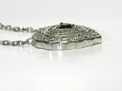 1.25CT NATURAL SAPPHIRE DIAMOND CLUSTER NECKLACE 14KT *v