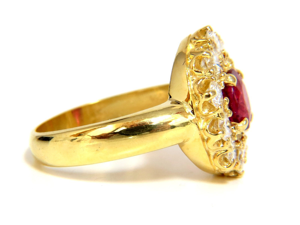 GIA Certified 1.12ct Natural No Heat Ruby Cluster Ballerina Diamonds Ring 18kt*v