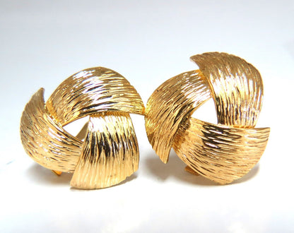 14kt. Three Dimensional Bark Finish Clip earrings *v