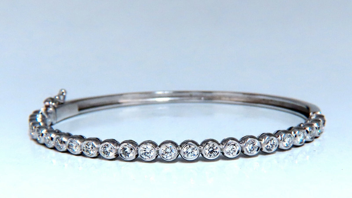 1.63ct Natural Round Diamonds Bezel Flush Set Bangle Bracelet 14 Karat *v