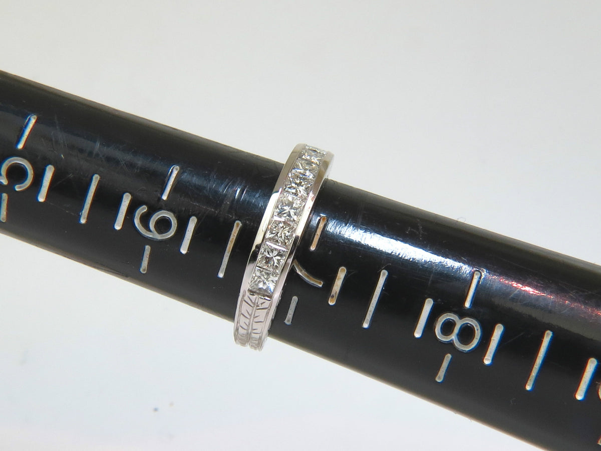 14KT .72CT NATURAL DIAMONDS EDWARDIAN DECO REVIVAL BAND PRINCESS CUTS *v