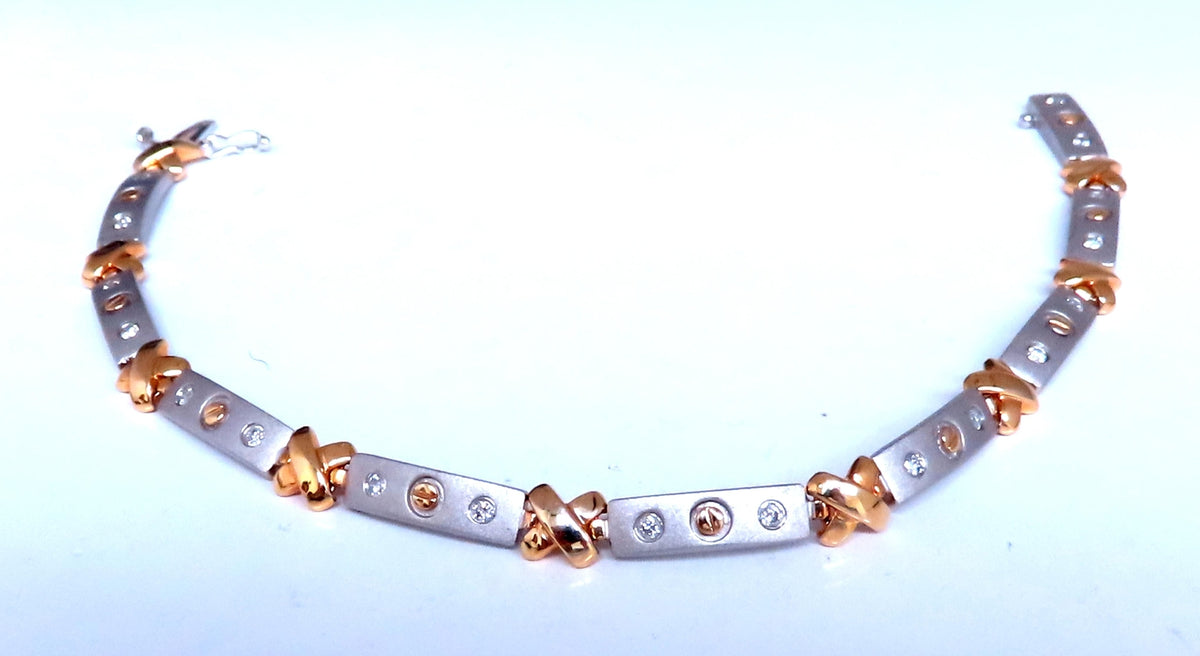 .50ct Natural Diamond Link Bracelet 14kt Gold Sandblast X 12388 *v