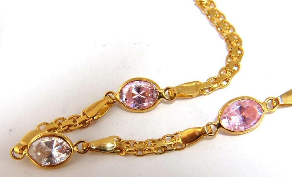 4.50 Carat Pink and White Stone Bracelet 14 Karat 12613 *v