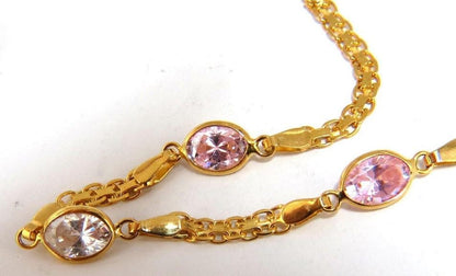 4.50 Carat Pink and White Stone Bracelet 14 Karat 12613 *v