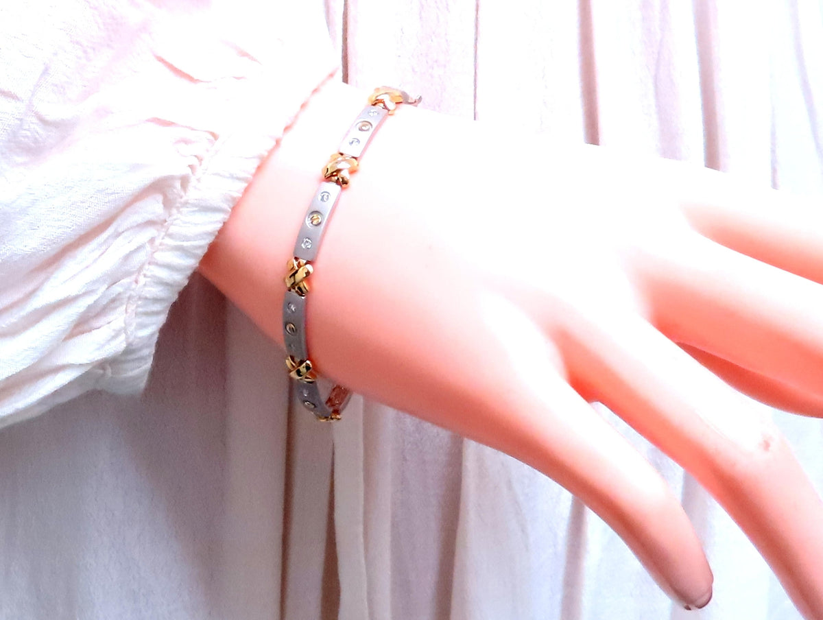 .50ct Natural Diamond Link Bracelet 14kt Gold Sandblast X 12388 *v