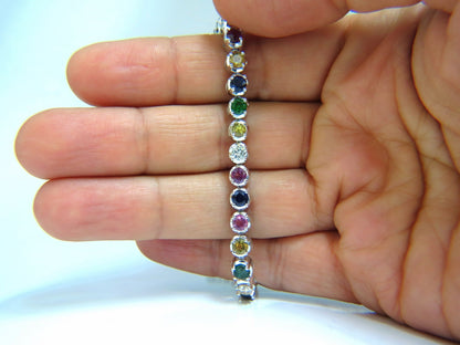 10.30ct natural ruby emerald sapphires diamond tennis bracelet 14kt gem line *v