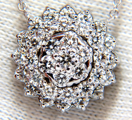 1.50ct natural diamonds halo cluster necklace 14kt. G/VS *v