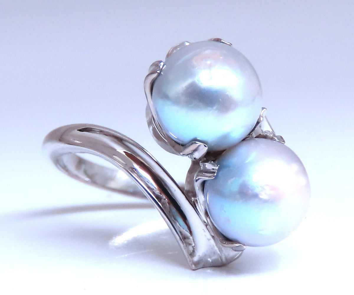 6mm Natural Gray Cultured Pearl Ring 14kt *v