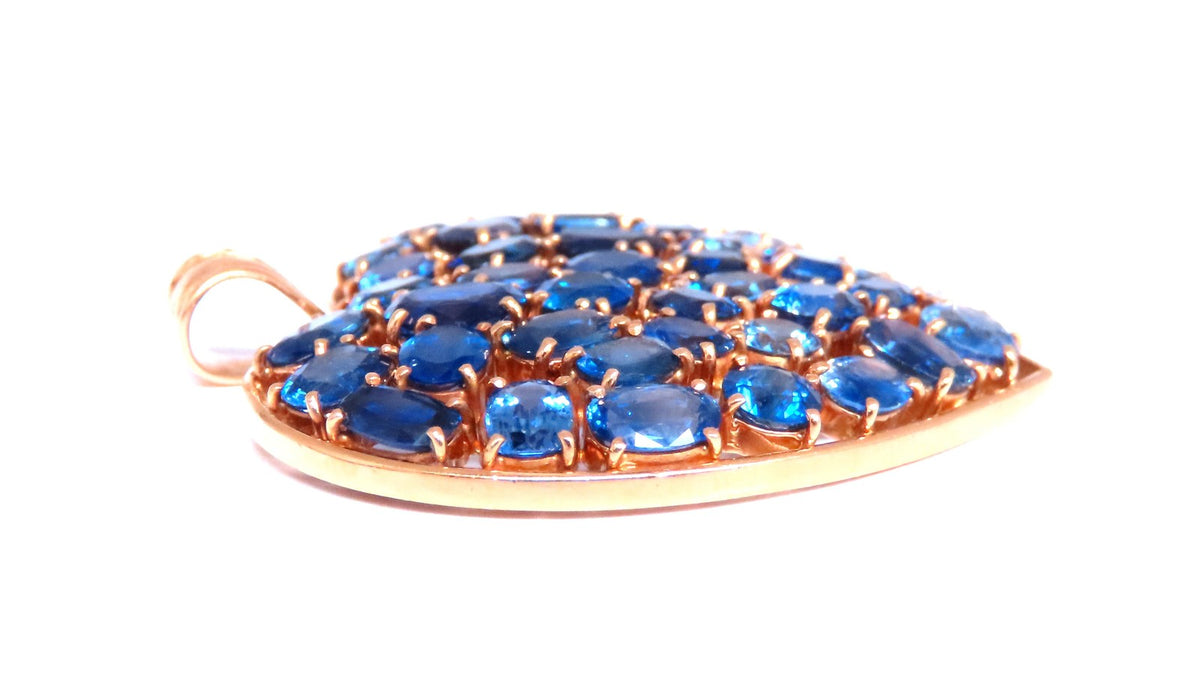 20ct Natural Sapphires Cocktail Heart Large Size Pendant 18kt 12542 *v