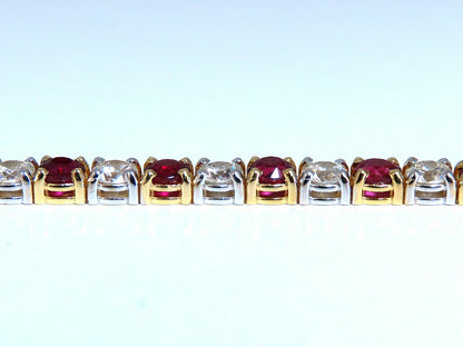 11.83ct Vivid Red Natural Ruby Diamonds Tennis Bracelet 14kt Gold Two Toned *v