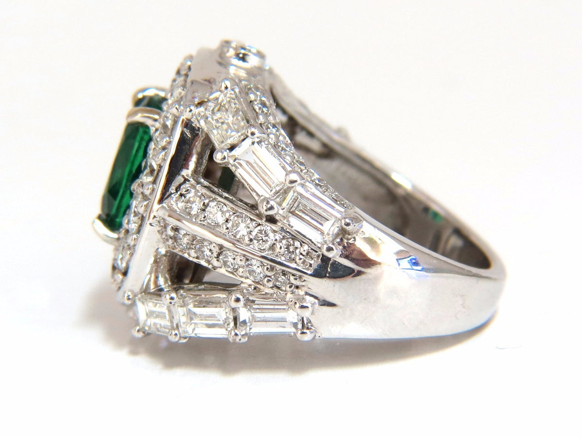 6.00ct natural vivid bright green emerald diamonds ring 14kt*v