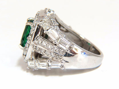 6.00ct natural vivid bright green emerald diamonds ring 14kt*v