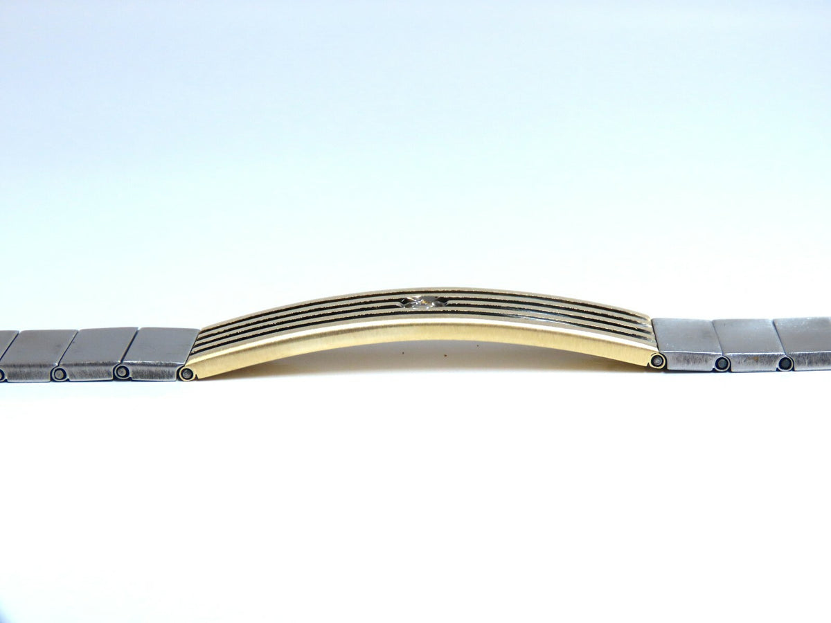 1980's Retro Mod 18kt Stainless Steel Diamond Bracelet *v