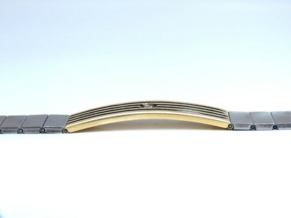 1980's Retro Mod 18kt Stainless Steel Diamond Bracelet *v