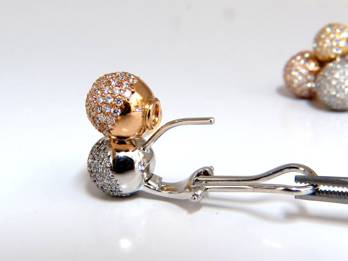 3.70ct Ball Cluster Bead Set diamonds Clip Earrings 18kt *v