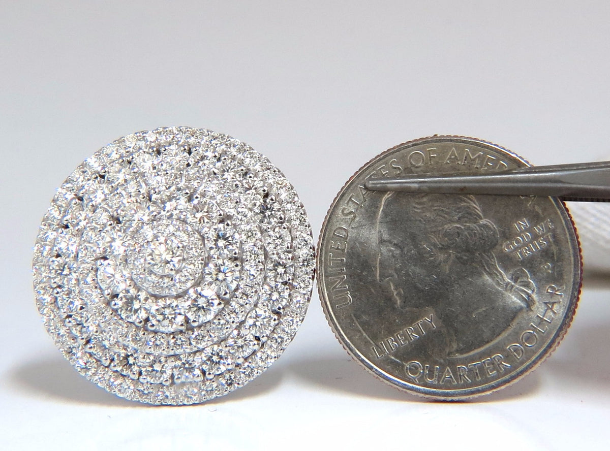 8.00ct Circular Domed Diamond Cocktail Cluster Clip Earrings 18kt 5 Row *v