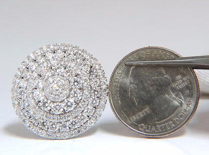8.00ct Circular Domed Diamond Cocktail Cluster Clip Earrings 18kt 5 Row *v