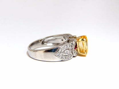 3.28ct natural yellow sapphire diamonds ring platinum *v
