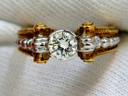 18KT .73CT ROUND BRILLIANT NATURAL DIAMOND RING GILT DECO H/VS *v