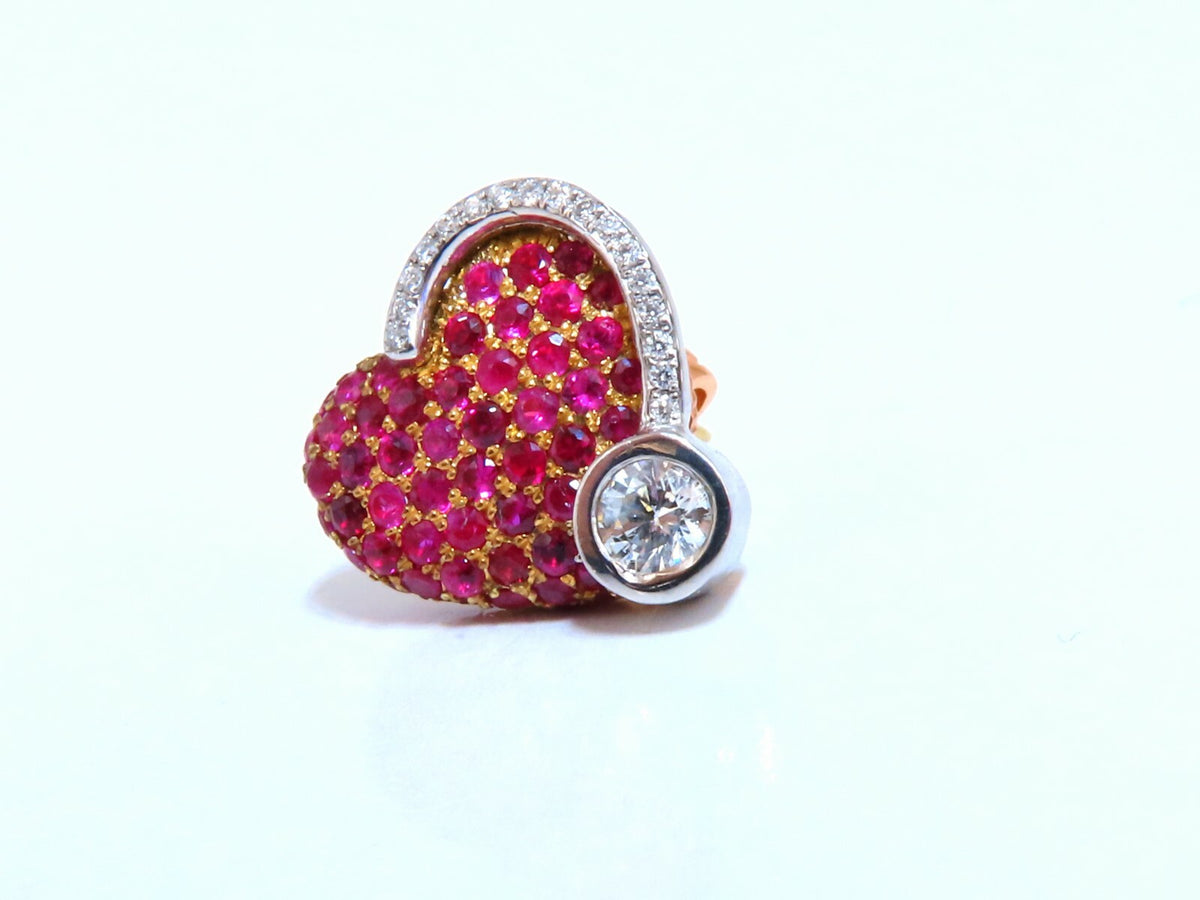 1.44ct natural Ruby diamonds heart earrings 14kt yellow gold *v