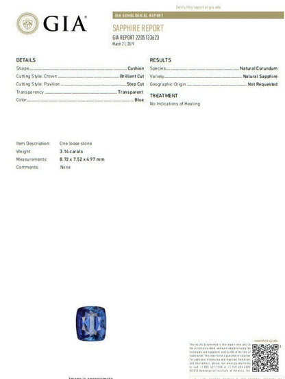 GIA Certified 5.48ct Natural No Heat Royal Blue Sapphire Ring Halo Prime*v
