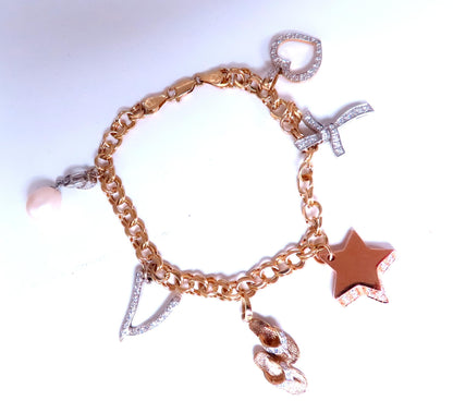 Caribbean keepsake natural diamonds charm bracelet 14Kt gold 12457 *v