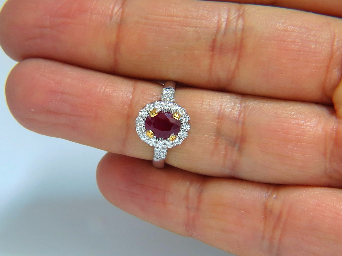 GIA Certified 1.63ct Burma Natural Ruby Diamond Ring 18kt Vivid Red *v