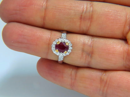 GIA Certified 1.63ct Burma Natural Ruby Diamond Ring 18kt Vivid Red *v