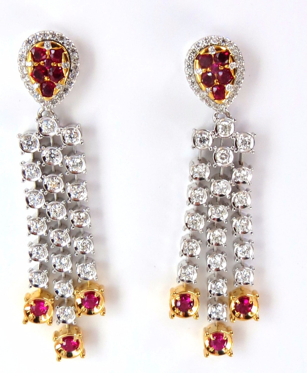 3.00ct natural red ruby diamond by yard dangle earrings 14kt *v