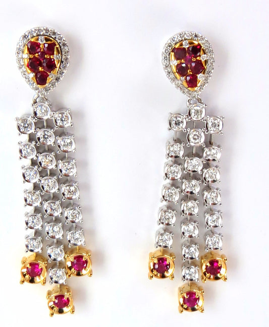 3.00ct natural red ruby diamond by yard dangle earrings 14kt *v