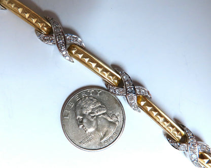 1.54ct natural round diamonds x bracelet 14 karat gold two-tone 7.5 *v