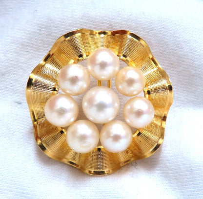 Cluster South Sea Pearls Pin 14kt Gold *v