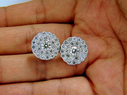 GIA Certified 4.60ct. Matching diamond cluster circular earrings omega 14kt *v