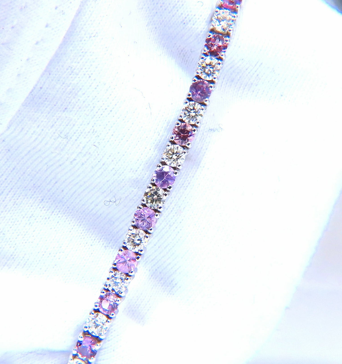 7.30ct natural Pink Sapphire diamond bracelet 14kt Tennis *v