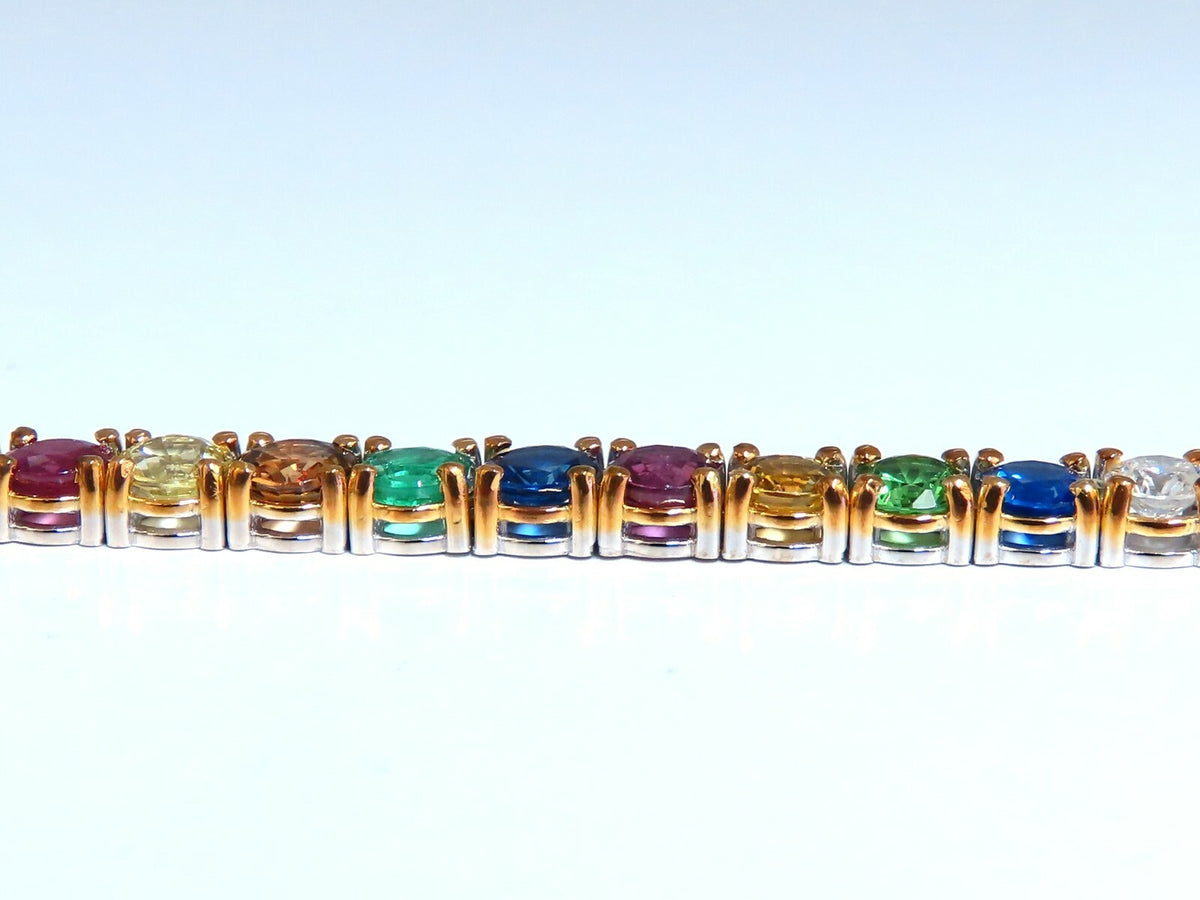 14.43Ct Natural Gem-Line Emerald Sapphire Ruby Bracelet 14Kt *v
