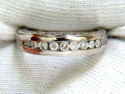 .35ct. NATURAL DIAMONDS CHANNEL DECO GILT ETCHED SCALING SHANK RING PLATINUM *v