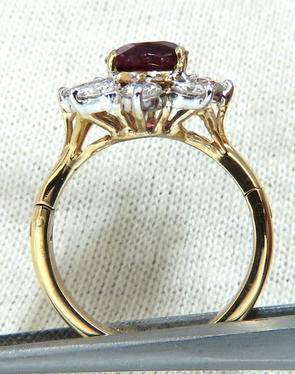 GIA Certified 3.20ct No Heat Red Natural Ruby Diamonds ring 14 Karat *v
