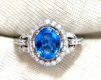 GIA Certified 3.30ct Natural No Heat Sapphire Diamond Ring Unheated 14 Karat*v