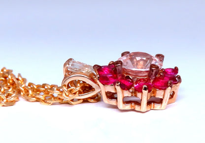 4.27ct natural pink sapphire ruby diamonds necklace 14kt *v